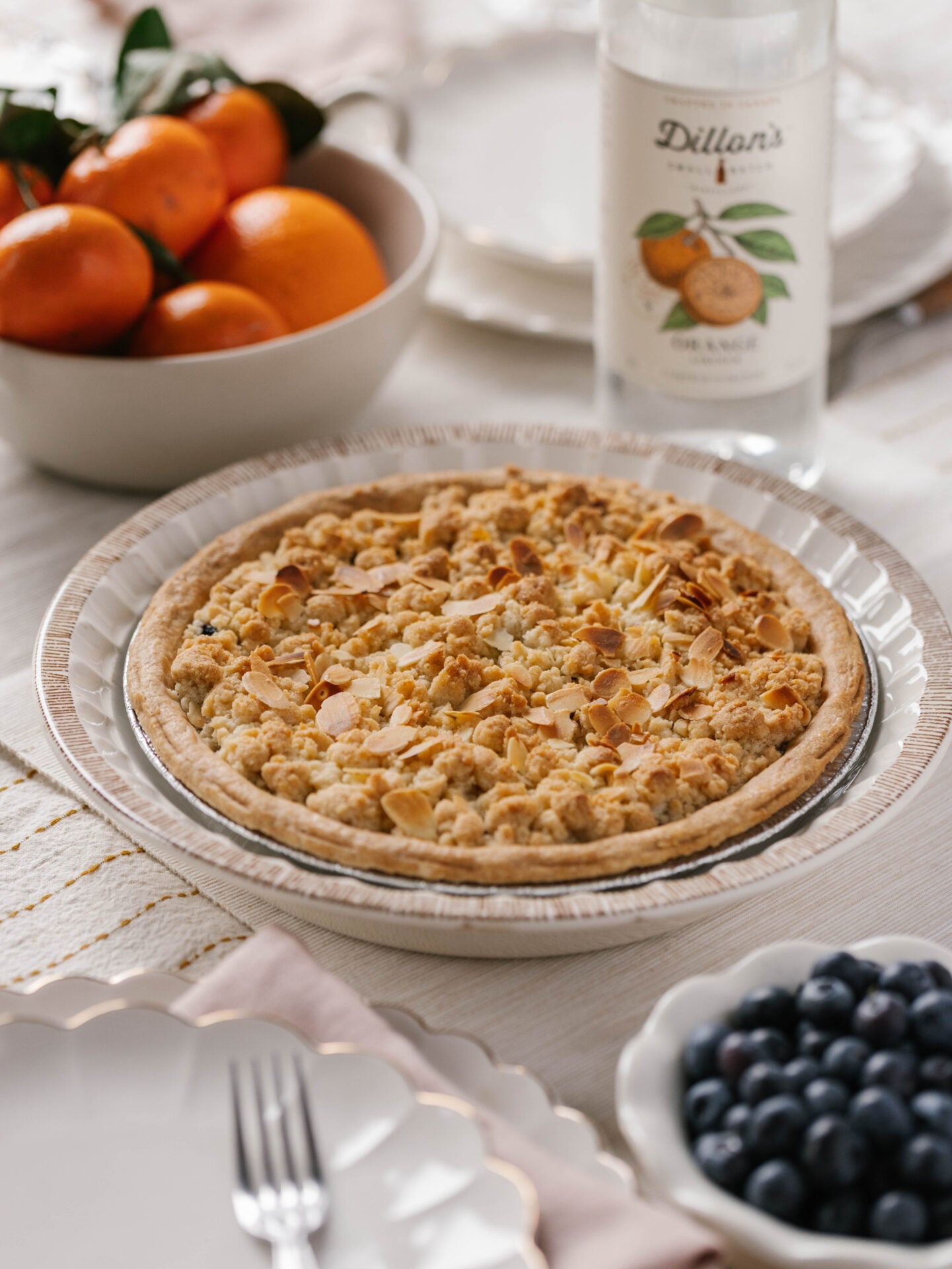Whiskey Peach Crumble Pie