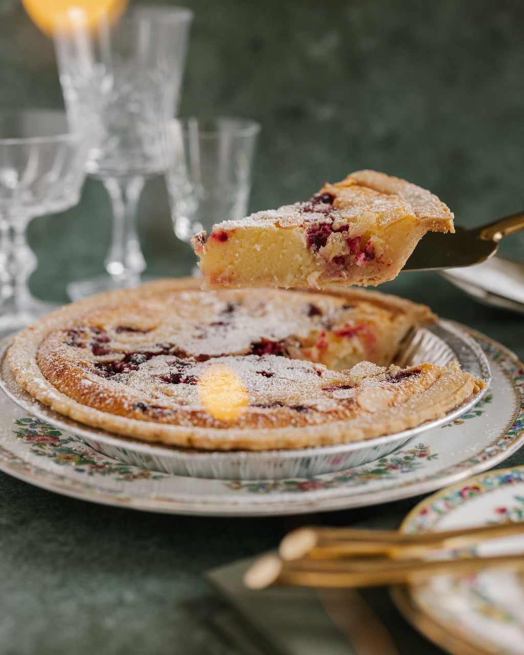 Lemon Cranberry Almond Chess Pie