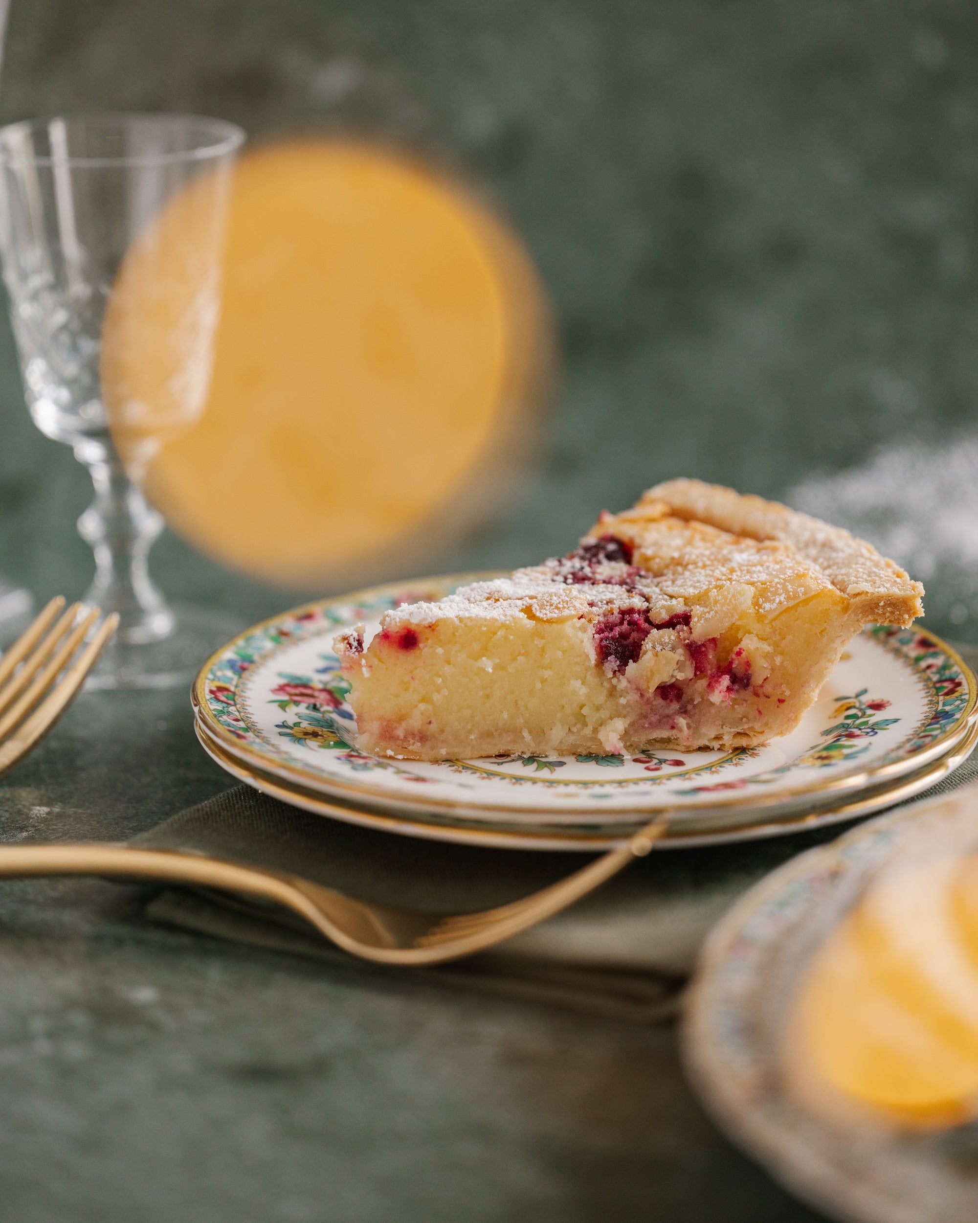 Lemon Cranberry Almond Chess Pie