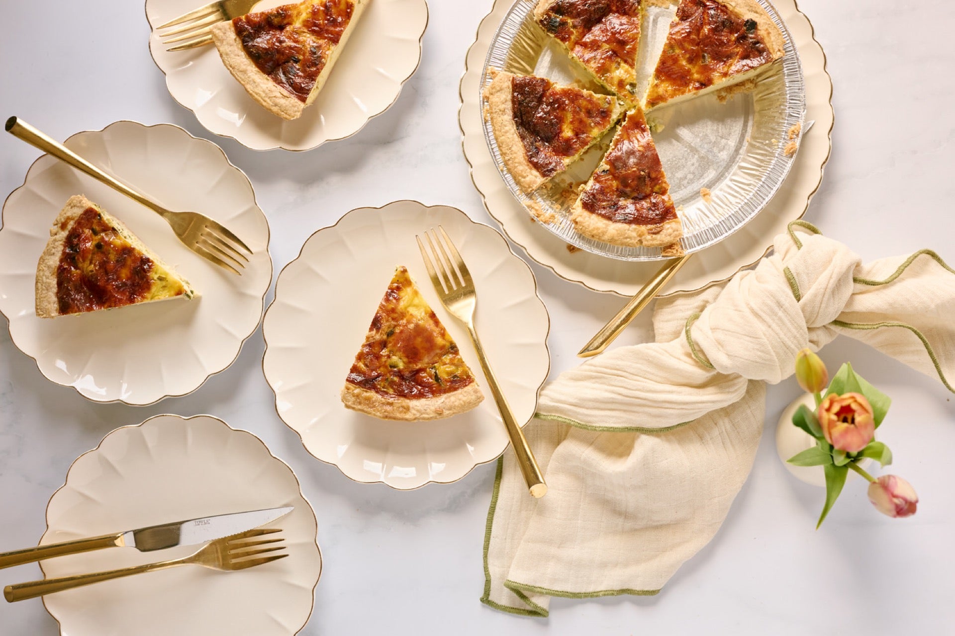 Roasted Red Pepper, Sausage & Feta Quiche