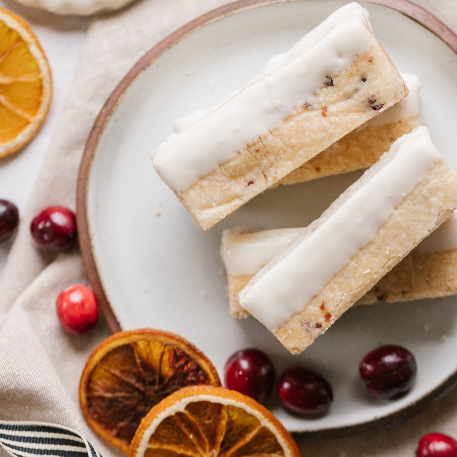Shortbread w Cranberry Dipped in White Chocolate